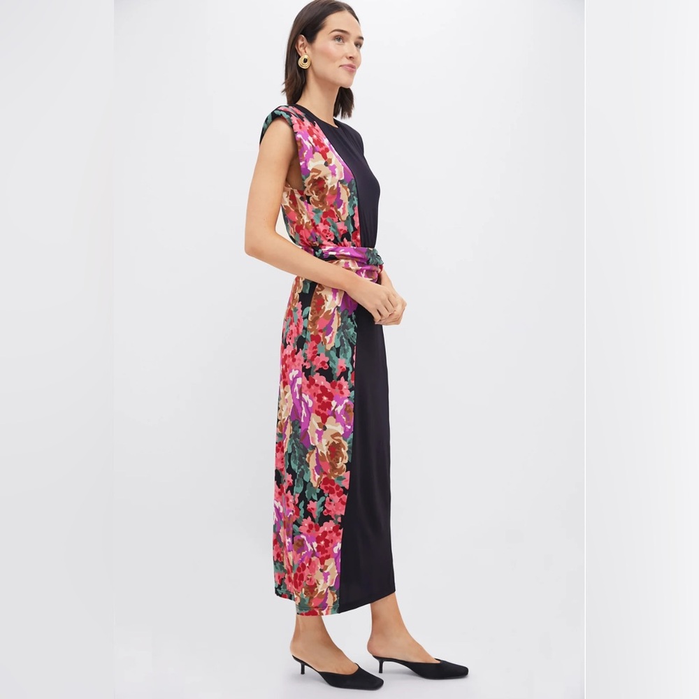 [NWT] $268 TUCKERNUCK Cleo Climbing Roses Stretch Jersey Midi Dress. Size Small - Picture 2 of 5